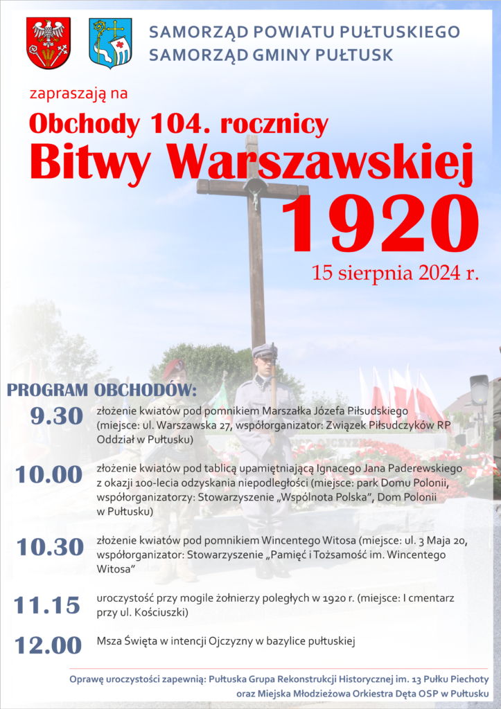 104. rocznica Bitwy Warszawskiej 1920 - zaproszenie na uroczystość