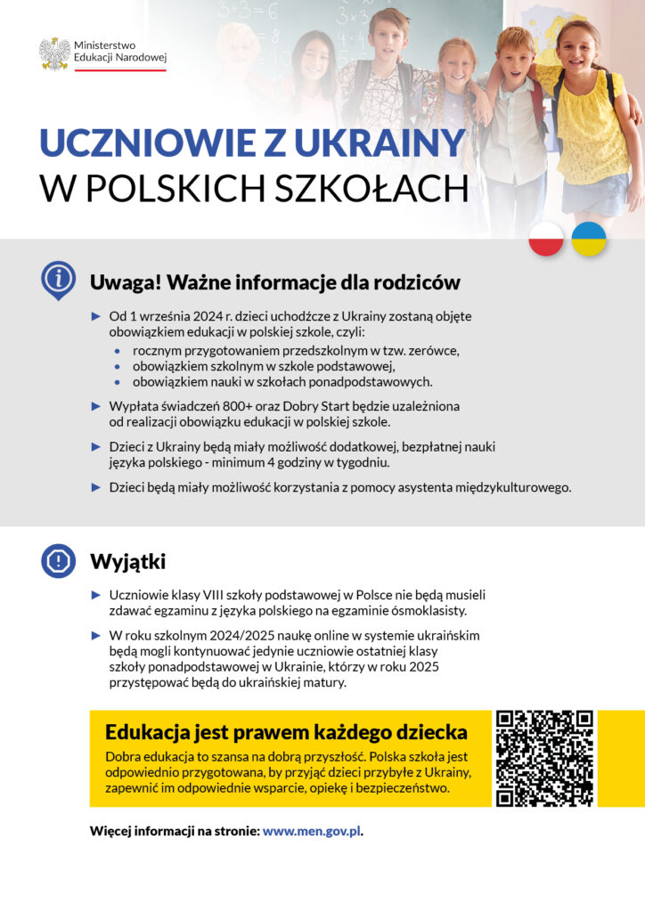 Uczniowie z Ukrainy w polskich szkołach – informacja Ministerstwa Edukacji Narodowej