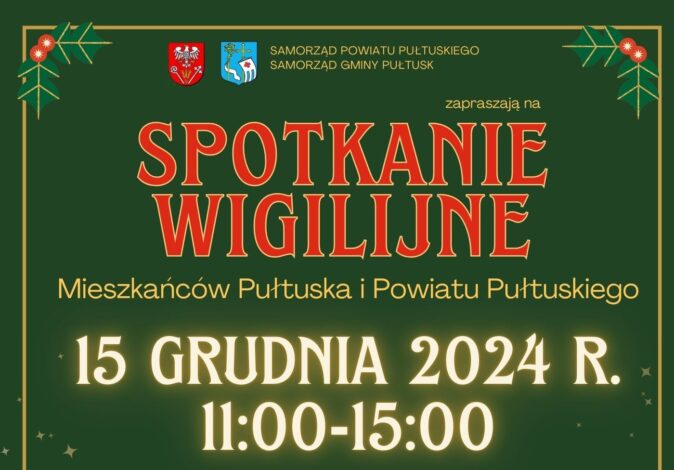 Spotkanie wigilijne mieszkańców Pułtuska i Powiatu Pułtuskiego – ZAPROSZENIE