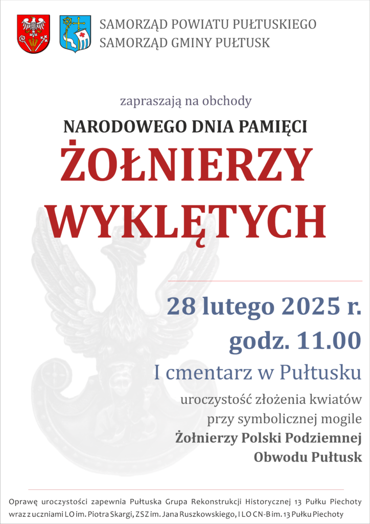 Narodowy Dzień Pamięci Żołnierzy Wyklętych - zaproszenie na uroczystość