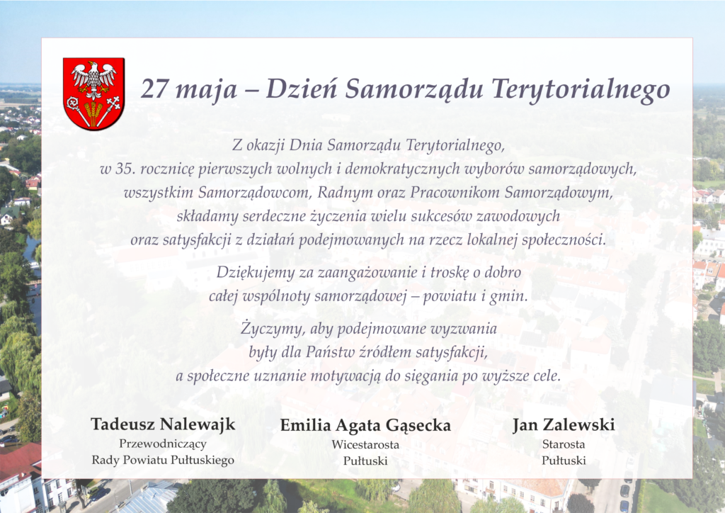 Życzenia z okazji Dnia Samorządu Terytorialnego