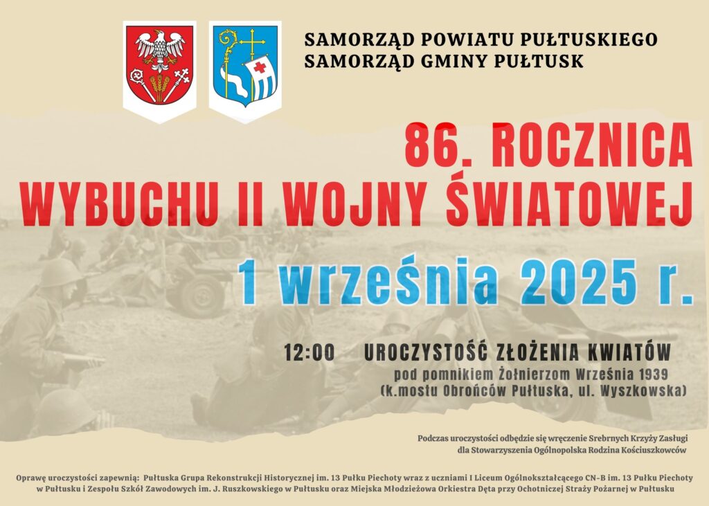 86. rocznica wybuchu II wojny światowej – zaproszenie na uroczystość