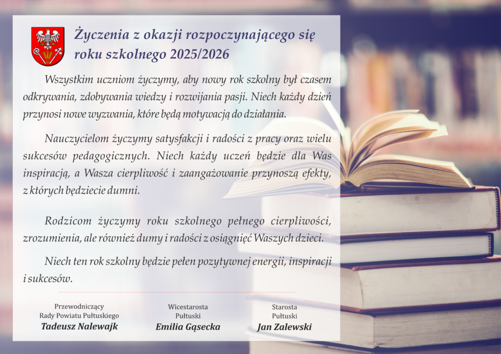 Życzenia z okazji rozpoczynającego się roku szkolnego 2025/2026