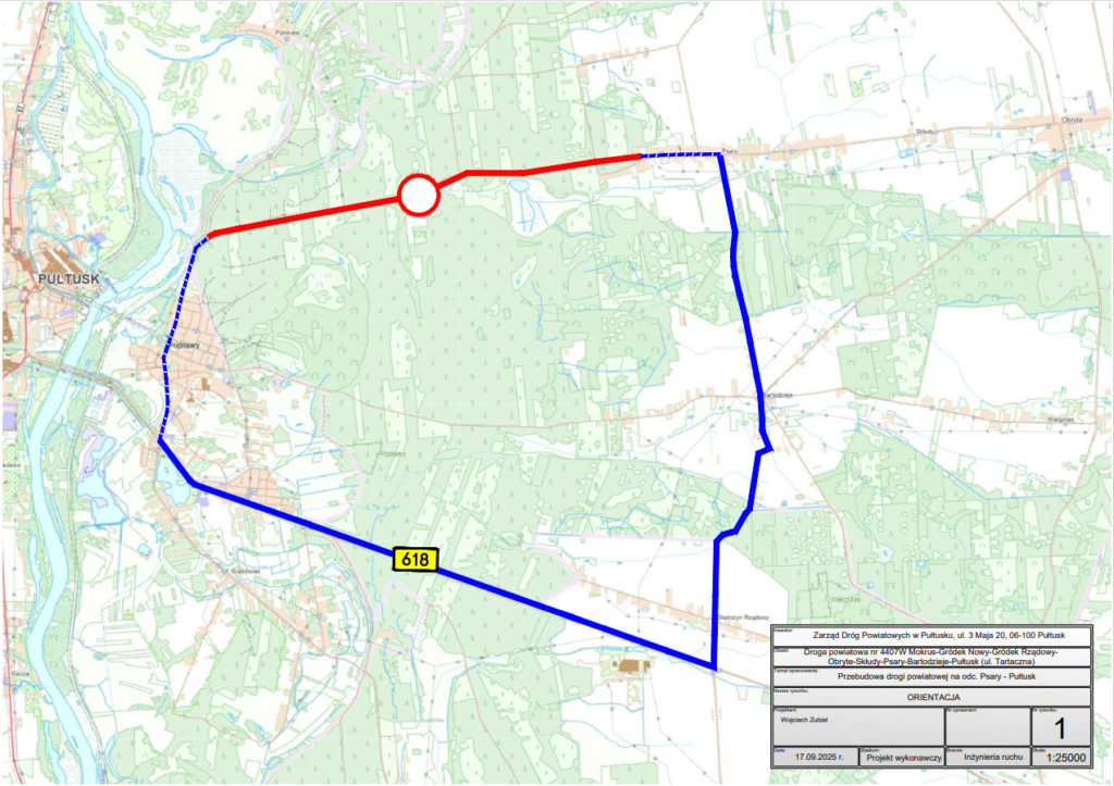 Przebudowa drogi powiatowej Pułtusk-Psary – ważna informacja
