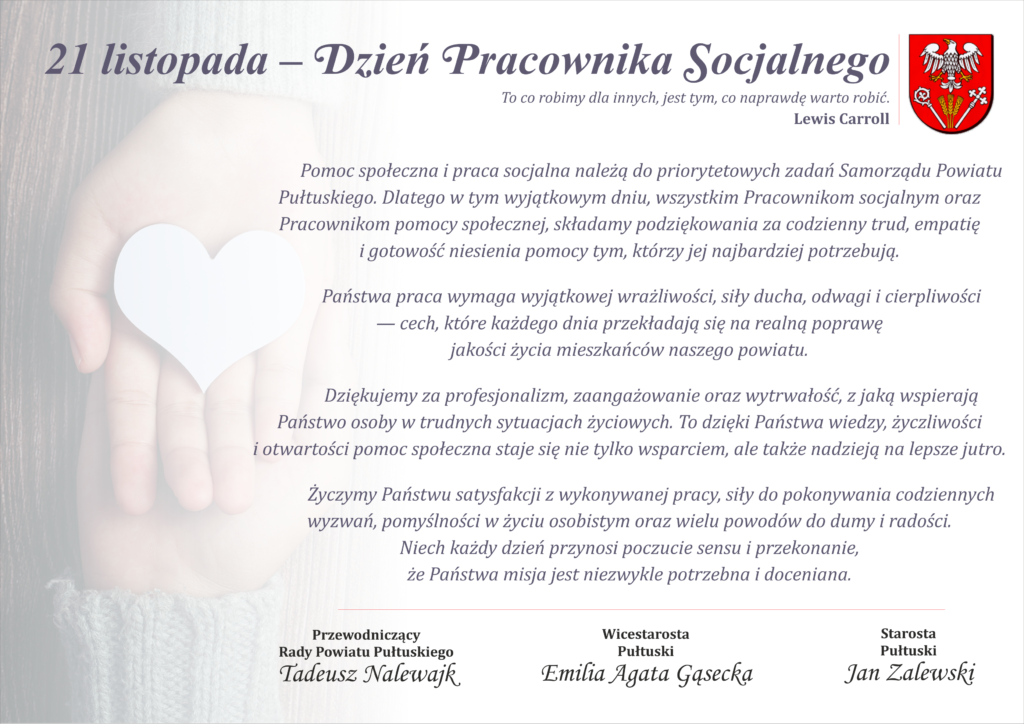 21 listopada – Dzień Pracownika Socjalnego